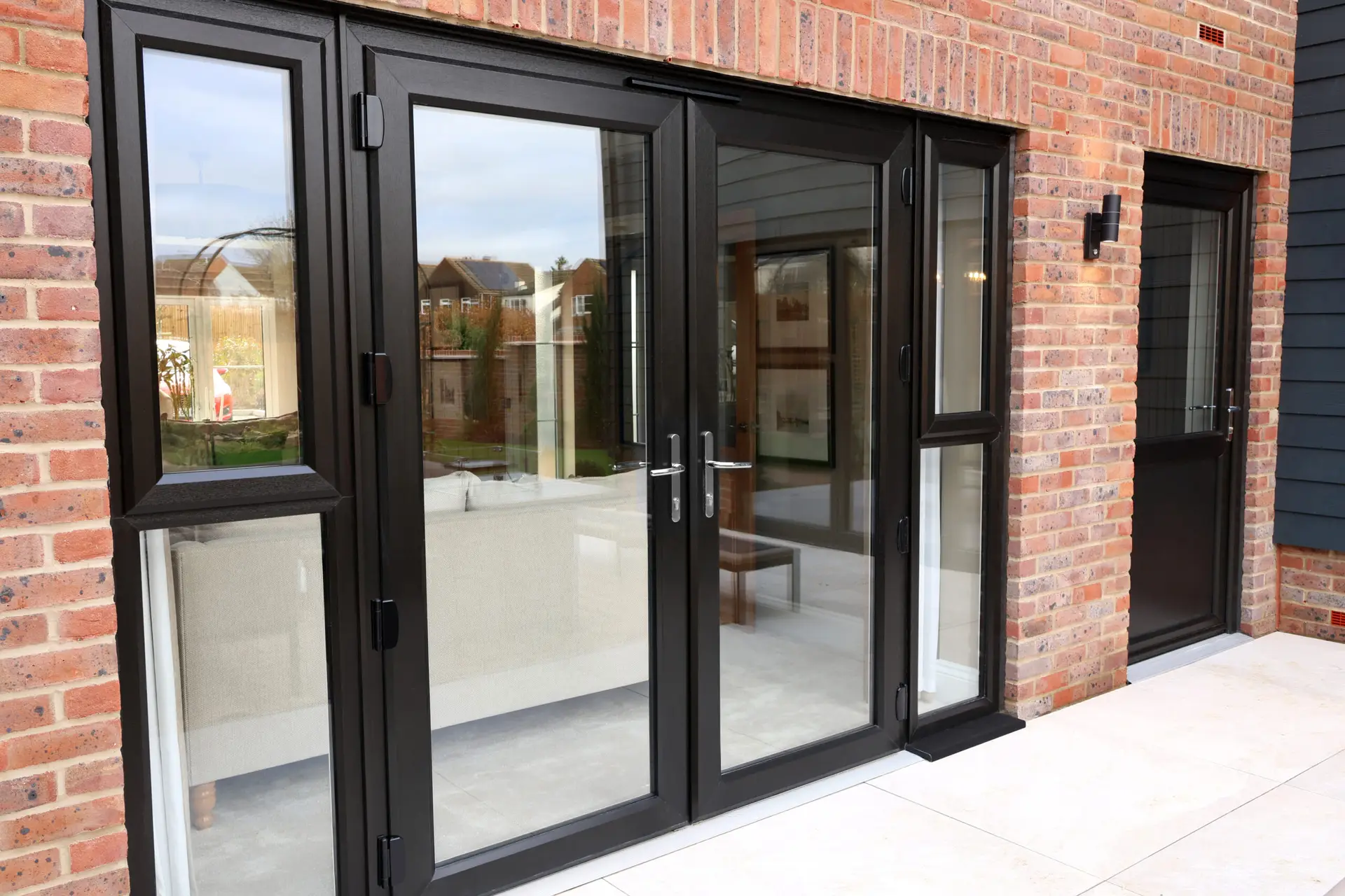 Black and brown patio doors